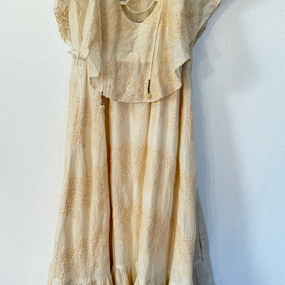 Love Sam Tallulah Silk-Blend Embroidered Ivory Maxi Dress Sz S - Picture 10 of 16